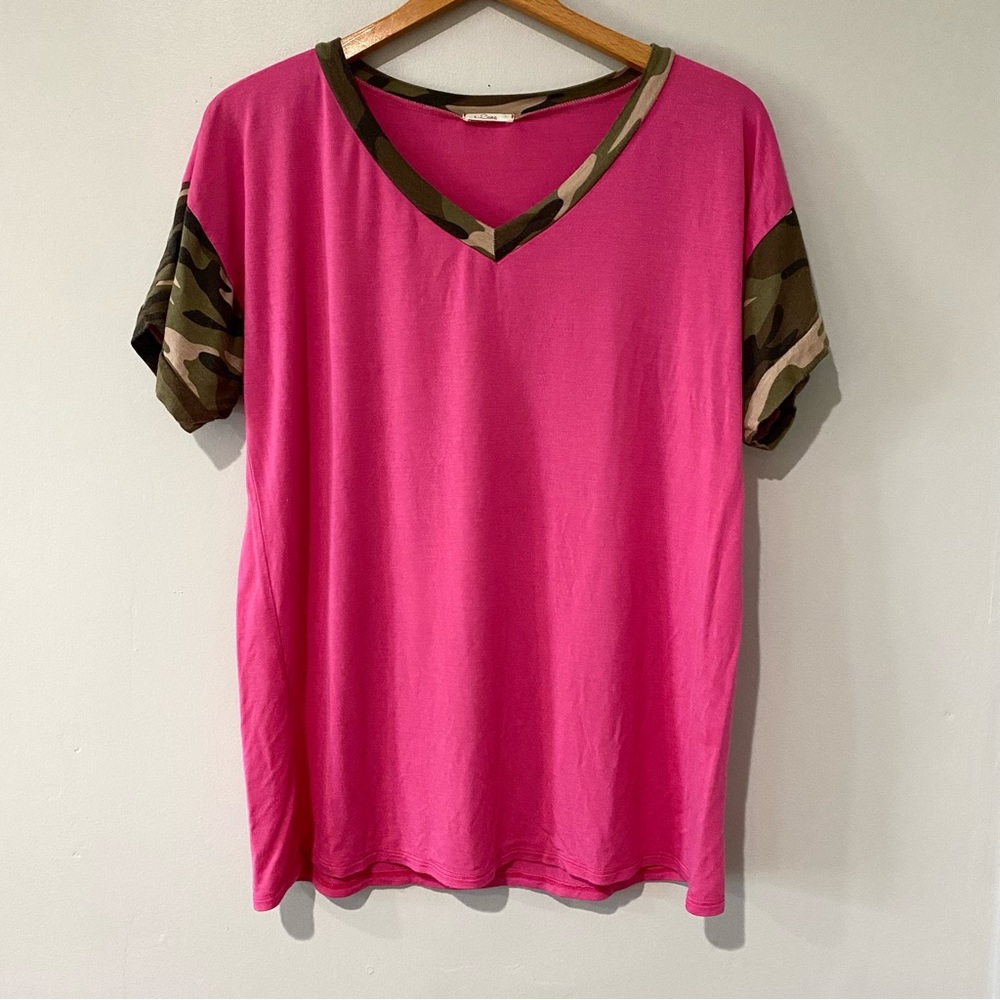 E Luna Pink Camo Top Sz Small